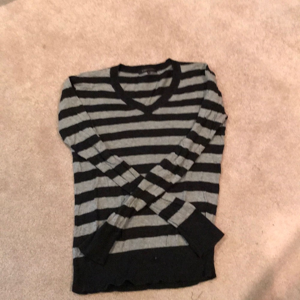 Striped, V-neck sweater